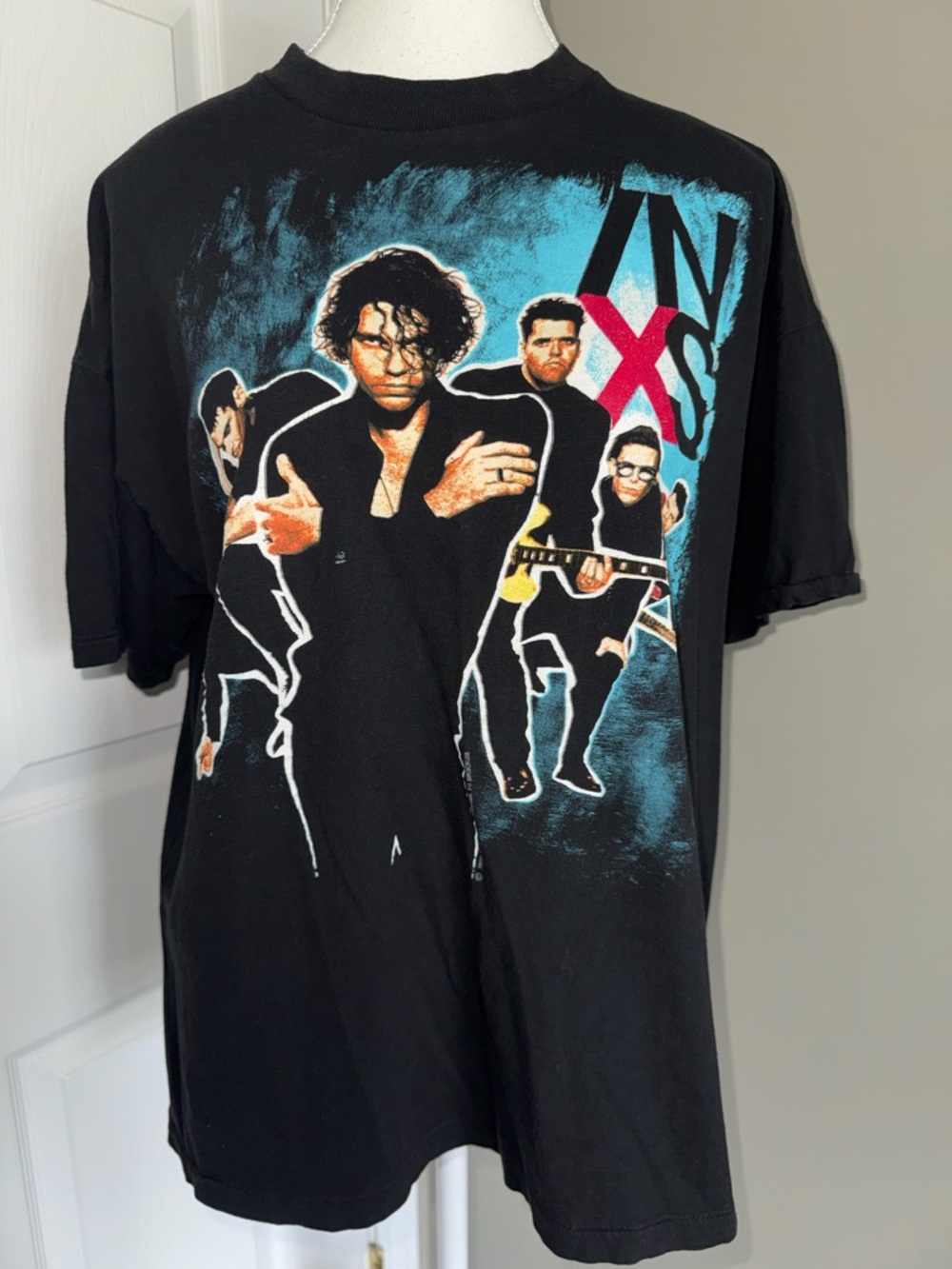 Vintage INXS Concert Tour Graphic T-Shirt 90s Brockum Rock Band Tee Black M‎ / L